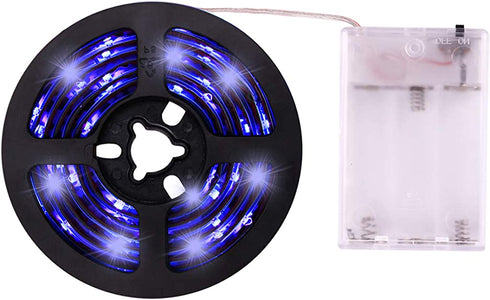 UV Light Strip - iCreating Battery Operated LED Black Light Strip Kit with 6.6FT 2M SMD 3528 IP65 Waterproof Super Bright LED Strip Lights, Battery Case
