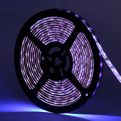 UV Light Strip - iCreating Battery Operated LED Black Light Strip Kit with 6.6FT 2M SMD 3528 IP65 Waterproof Super Bright LED Strip Lights, Battery Case