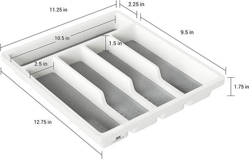 Lavish Home Silverware Organizer 5 Compartment Plastic Flatware, Cutlery and Utensil Drawer Storage for Home or RV with Non-Slip Rubber Liner