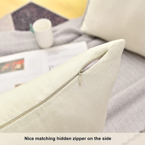 Throw Pillow Covers 18 x 18 Blank Decor Linen Couch Pillow Case Cover for Sublimation HTV Vinyl Craft Set of 4 Beige