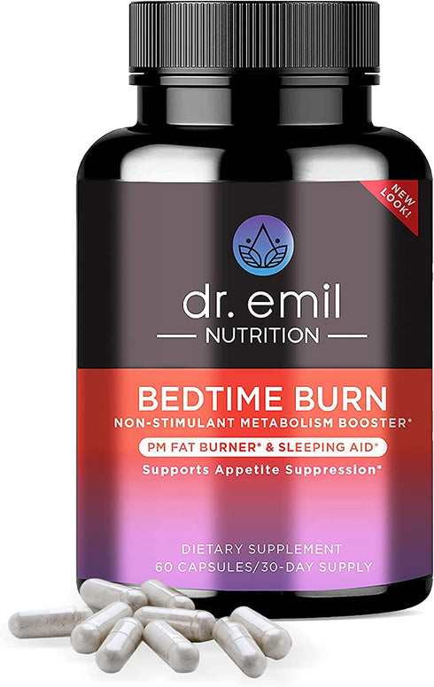 DR EMIL NUTRITION Bedtime Burn PM Fat Burner - Sleep Aid and Nighttime Appetite Suppressant - Stimulant-Free Weight Loss Pills and Metabolism Booster for Women and Men, 30 Day Supply
