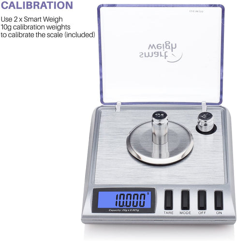 Smart Weigh GEM20- 20g x 0.001 Grams, High Precision Digital Milligram Jewelry Scale, Reloading, Jewelry and Gems Scale, Calibration Weights and Tweezers Included
