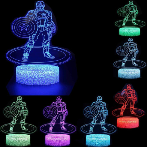 SNOMYRS LED Superhero Night Light 3D with Remote Control and Smart Touch 16 Color Changing Decoration Light Boy Gift