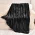 Yusoki Black Faux Fur Throw Blanket,2 Layers,50" x 60", Soft Fuzzy Fluffy Plush Furry Comfy Warm Blanket for Couch Bed Chair Sofa Bedroom Men