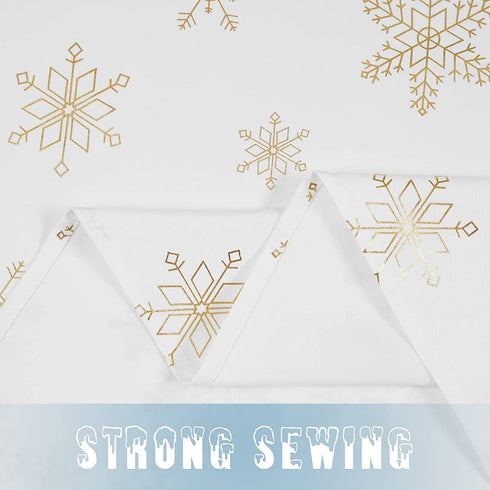 Christmas Tablecloth, Gold Snowflake Table Cloth, Xmas Sparkling Metallic Tablecloths for Dining Kitchen Winter Holiday, Waterproof Table Cover for Party Home Decor, Rectangle 57 x 120 inch