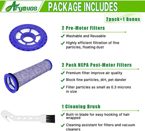 Aryavos 2 Pack HEPA Post Filters & 2 Pack Pre Filters Replacement for Dyson DC41 DC65 DC66 UP13 Animal UP20 Ball Animal, Multi Floor and Ball Vacuums, Replace Part #920769-01&920640-01