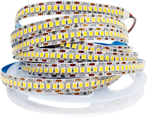 Tesfish 12V LED Strip Lights, 240 LEDs / M, Total 1200 LEDs Natural White 4000K 16.4 ft LED Light Strip 2835 IP20 LED Tape Lights Super Bright for Bedroom, Shelf Kitchen Decoration