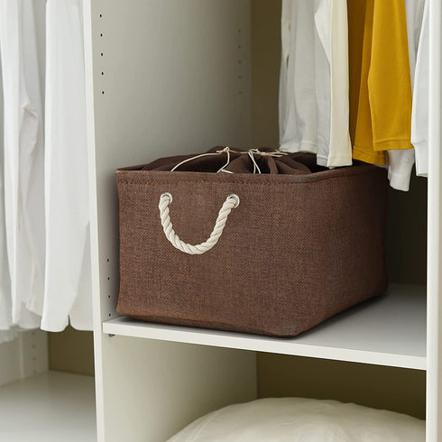 TheWarmHome Large Baskets for Storage Rectangular Basket Decorative Basket Fabric Storage Bin Brown Storage Basket Shoes Basket Towel Basket Cloth Baskets Blanket Storage(Brown, Extra Large-1 Pack,17.7L×13.8W×9.8H)
