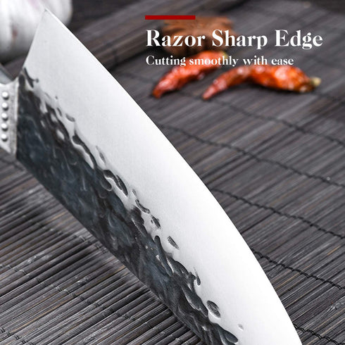 Kiritsuke Chef Knives Carbon Steel Bunka Knife Forged Japanese Butcher Cleaver Kitchen for Home and Restaurant