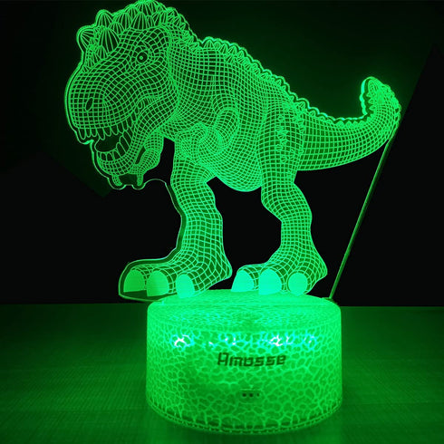 Dinosaur Toys, T Rex 3D Night Light with Remote & Smart Touch 7 Colors + 16 Colors Changing Dimmable T Rex Toys Gifts 2 3 4 5 6 7 8 Year Old Boy Birthday Gifts (2 Panels))