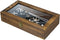 MyGift Tabletop Keepsake Display Box, Rustic Burnt Wood Shadow Box Jewelry Organizer Case with Clear Acrylic Lid, and Metal LAT
