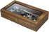 MyGift Tabletop Keepsake Display Box, Rustic Burnt Wood Shadow Box Jewelry Organizer Case with Clear Acrylic Lid, and Metal LAT