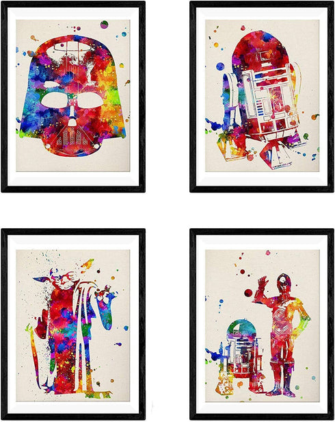 nacnic Prints Star Wars Waterolor Style War of Galaxies - Set of 1-250g Paper - Beautiful Poster Painting for Home Office Living Room