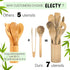 Electy Wooden Spoons for Cooking 8piece Set with Soup Spoon, Bamboo Spatula, Bamboo Utensil Holder