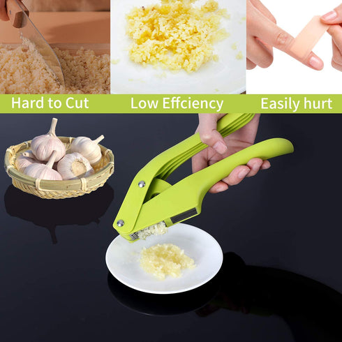 Garlic Press, MaxRona 2 in 1 Garlic Slicer and Garlic Mincer set, PP+430 Stainless Steel Garlic Crusher, Easy to Squeeze & Easy to Clean & Rust Proof & Dishwasher Safe