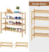 FILWH Bamboo Shoe Rack Stackable Shoe Shelf Storage Organizer for Unit Entryway Hallway and Closet Sturdy Freestanding Shoe shelf Natural (2 Tier)