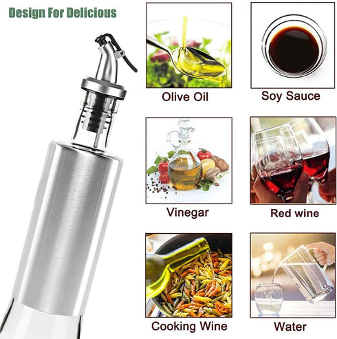 12 OZ Olive Oil Dispenser Bottle, ORIJOYNA 3 Pack Glass Oil & Vinegar Cruet with Pourers and Funnel, Olive Oil Carafe Decanter for Kitchen.