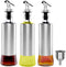 12 OZ Olive Oil Dispenser Bottle, ORIJOYNA 3 Pack Glass Oil & Vinegar Cruet with Pourers and Funnel, Olive Oil Carafe Decanter for Kitchen.