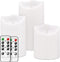 Flameless Candles,flameless Battery Candlestick, Battery Remote Control Candles, LED Candles 3 Piece Set 4" 5" 6" H (3.25" D) Flash Flame with Remote Control and timed,Indoor Outdoor Use,White