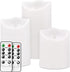 Flameless Candles,flameless Battery Candlestick, Battery Remote Control Candles, LED Candles 3 Piece Set 4" 5" 6" H (3.25" D) Flash Flame with Remote Control and timed,Indoor Outdoor Use,White