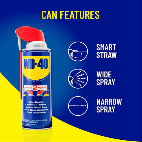 WD-40 Multi-Use Product with SMART STRAW SPRAYS 2 WAYS, 8 OZ - (3-Pack), Clear