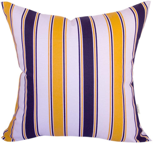 TangDepot Decorative Handmade Stripe Cotton Throw Pillow Cover, Pillow Sham, Euro sham, European Indoor/Outdoor Cushion Cover - (28"x28", S08 Yellow Navy White)