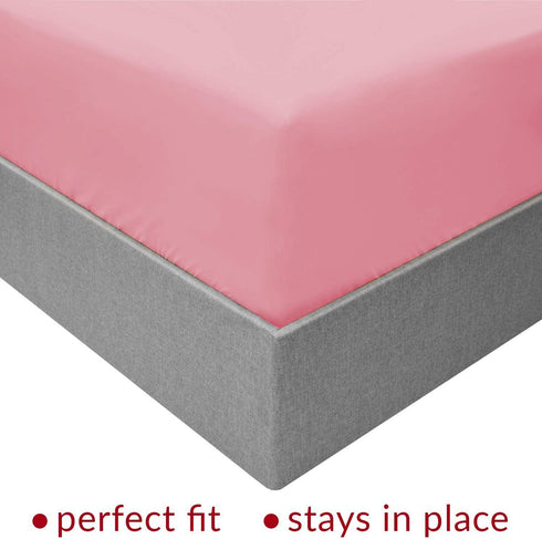 Mellanni Extra Deep Pocket King Fitted Sheet - Cooling Sheets up to 21" Deep Mattress - Hotel Luxury 1800 Bedding - Wrinkle, Fade, Stain Resistant - 1 Single King Fitted Sheet Only (King, Pink)