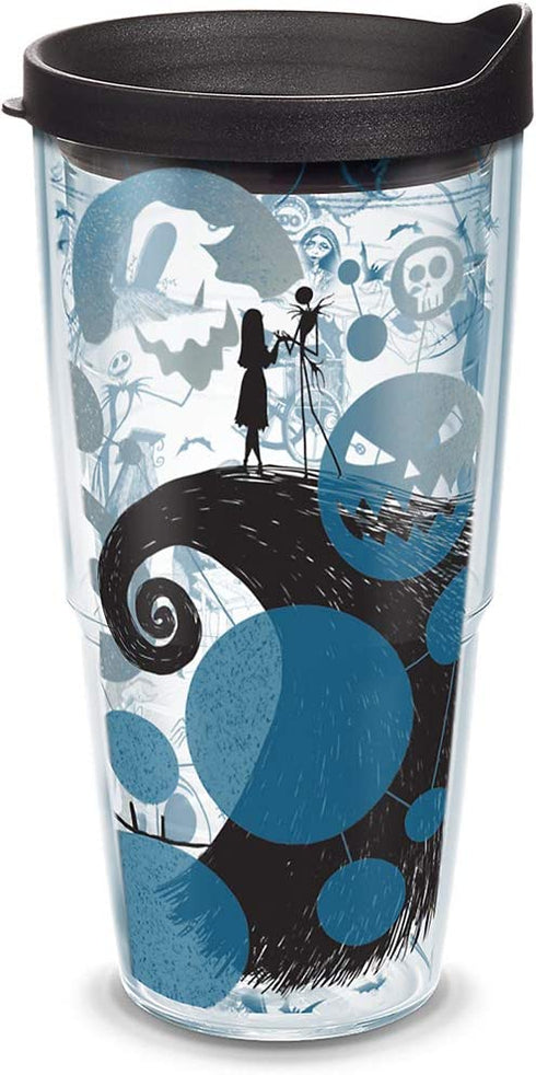Tervis Disney - Nightmare Before Christmas 25th Anniversary Insulated Tumbler with Wrap and Black Lid, 24oz, Clear