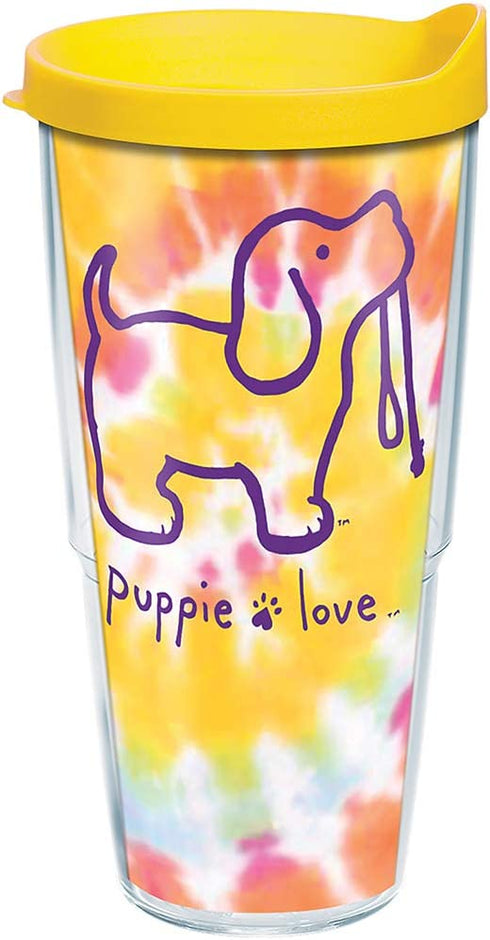 Tervis Made in USA Double Walled Puppie Love Insulated Tumbler Cup Keeps Drinks Cold & Hot, 24oz, Tie Dye Puppy