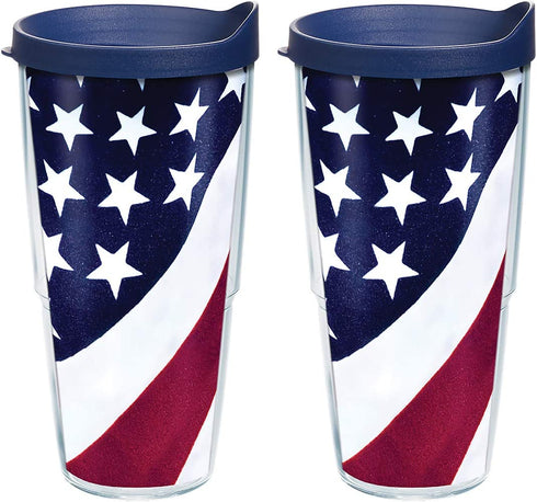 Tervis American Flag Colossal Tumbler with Lid, Clear