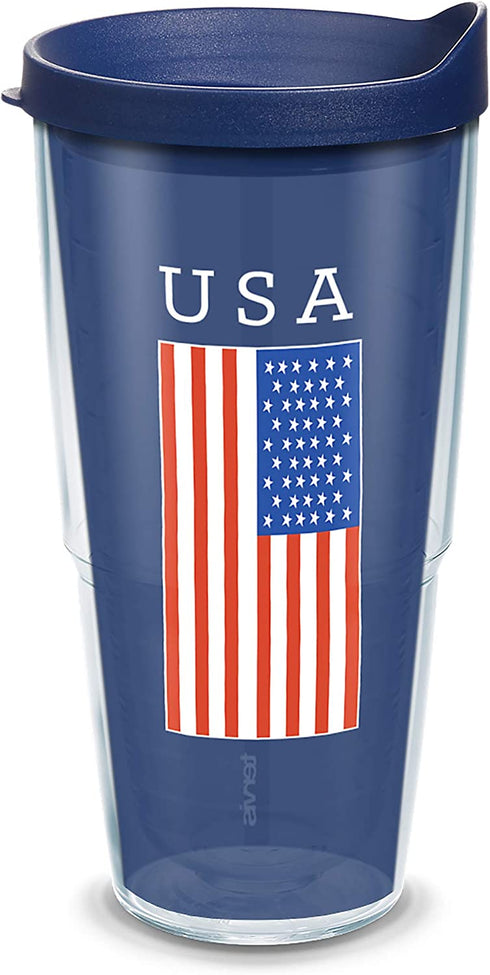 Tervis Flag Made in USA Double Walled Insulated Tumbler, 24 oz, Clear