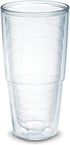 Tervis Made in USA Double Walled Clear & Colorful Tabletop Insulated Tumbler Cup Keeps Drinks Cold & Hot, 24oz, Clear
