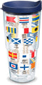Tervis Nautical Flag Insulated Tumbler with Wrap and Navy Lid, 24oz, Clear
