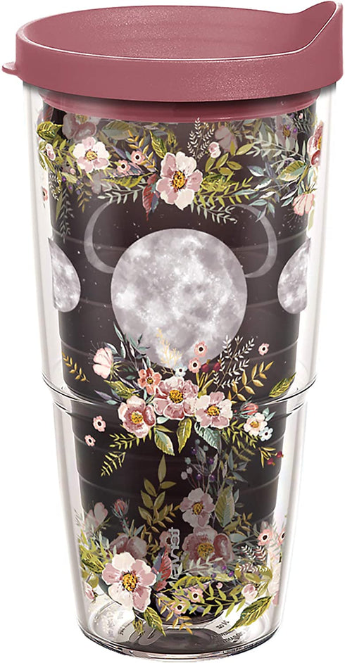 Tervis Floral Moon Phases Made in USA Double Walled Insulated Tumbler, 24 oz, Quartz