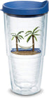 Tervis Palm and Hammock Insulated Tumbler with Emblem and Blue Lid, 24 oz, Clear