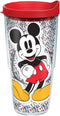 Tervis Disney - Mickey Mouse Name Pattern Tumbler with Wrap and Red Lid 24oz, Clear