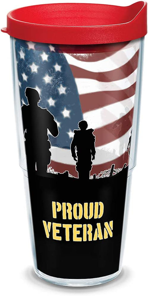 Tervis Proud Veteran Made in USA Double Walled Insulated Tumbler, 24oz, Clear