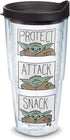 Tervis Made in USA Double Walled Star Wars - The Mandalorian Protect Attack Snack Insulated Tumbler Cup Keeps Drinks Cold & Hot, 24oz, Clear