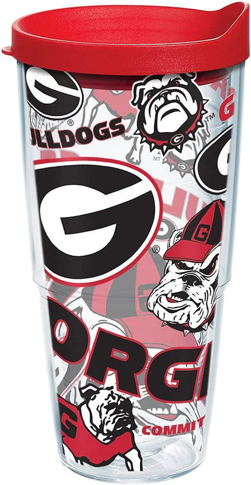 Tervis Made in USA Double Walled University of Georgia UGA Bulldogs Insulated Tumbler Cup Keeps Drinks Cold & Hot, 24oz Water Bottle, Primary Logo