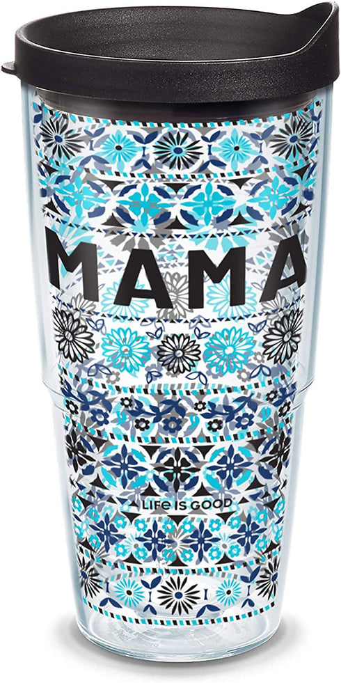 Tervis Made in USA Double Walled Life is Good Insulated Tumbler Cup Keeps Drinks Cold & Hot, 24oz, Mama Blue