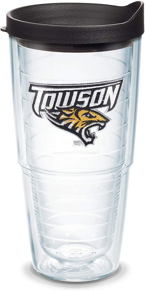 Tervis Towson Tigers Logo Tumbler with Emblem and Black Lid 24oz, Clear