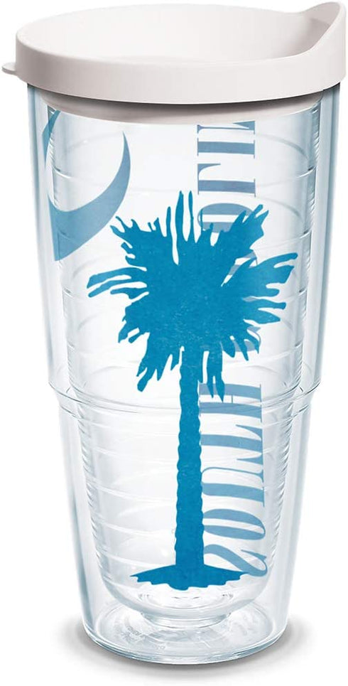 Tervis South Carolina State Flag Colossal Insulated Tumbler with Wrap and White Lid, 24oz, Clear