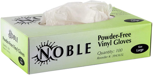 Noble Disposable Gloves Clear Large Powder-Free Disposable Vinyl Gloves for Foodservice Large Size Pack of 100
