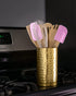 Satin Brass Kitchen Utensil Holder for Countertop | Extra Large 7 Inch X 4 Inch Utensil Caddy with Felt Bottom for Grip & to Protect Surfaces | Kitchen Decor Utensil Organizer | Copper Kitchen