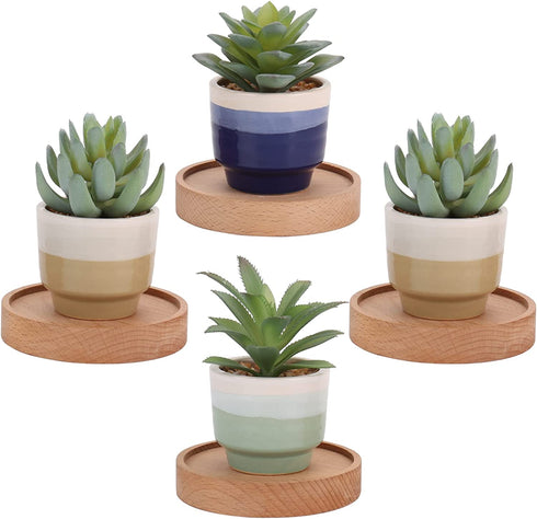 Small Floating Shelf for Wall, 4 Inch Wood Wall Shelves Display Ledges for Small Round Plant Wall Shelf Compact Style Decor Mini Hanging Display Shelves for Bathroom Livingroom Bedroom, Set of 4