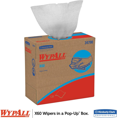 WypAll 34790CT X60 Wipers, POP-UP Box, White 126/Box