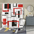 DESIHOM Red Geometric Shower Curtain with 12 Rust-Resistant Metal Glide Shower Hooks, Black/Red Modern Shower Curtain Polyester Fabric-72" x 72"