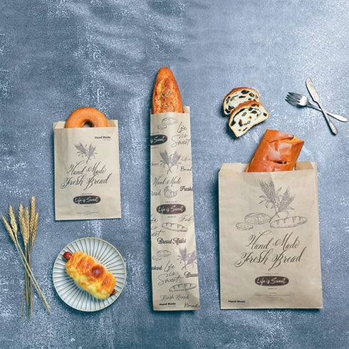 50 Pack 13.8 X 9.5 Inch Kraft Paper Bread Bags for Homemade Bread, Large Paper Bakery Bags for Bread Loaves, Eco Friendly Bread Packaging Storage Loaf Bags for Home Kitchen Bakery.