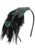 BABEYOND 1920s Flapper Headband Accessories Roaring 20s Feather Hair Band Vintage Gatsby Party Accessories (Green)