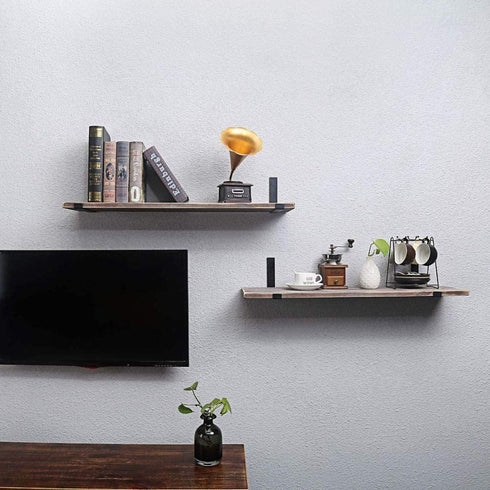 Shelf Brackets, 12 Inch Heavy Duty Black Metal Floating Wall Mounted Shelf Bracket for Shelves Corner L Bracket for Wall Shelves DITY Kitchen Shelving